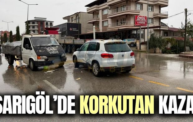 Sarıgöl'de otomobil ile kamyonet çarpıştı!