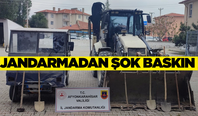 Kepçe ile define arayan şahısları jandarma suçüstü yaptı