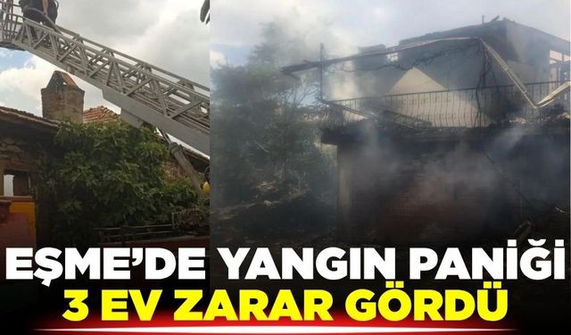 Uşak'ta korkutan yangın: Evler zarar gördü