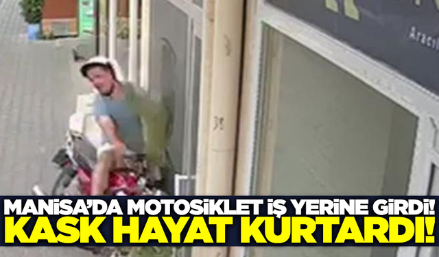 Manisa'da korkutan kaza: Motosiklet iş yerine girdi