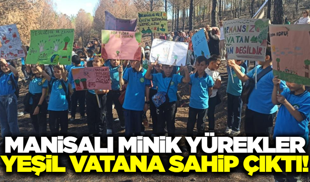 Manisalı minik kalpler 'Yeşil Vatan'a için el ele verdiler