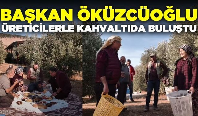 Ahmet Öküzcüoğlu, hem kahvaltı yaptı hem hasada katıldı