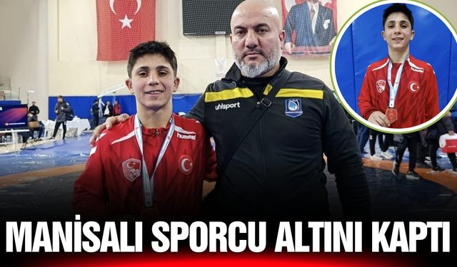 Manisalı güreşçiden altın zafer