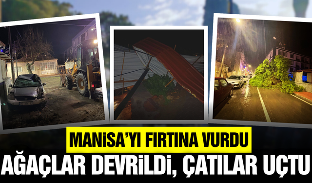 Fırtına Manisa'yı vurdu: Ağaçlar devrildi, çatılar uçtu!