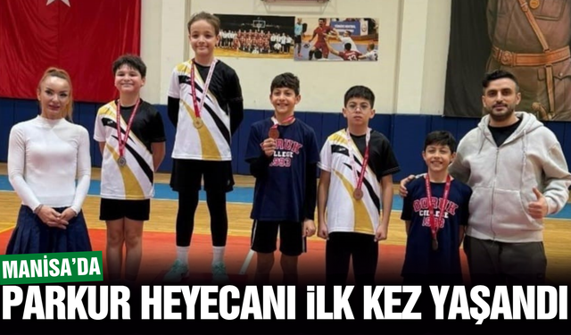 Manisa'da genç sporcular parkurda madalya için ter döktü!
