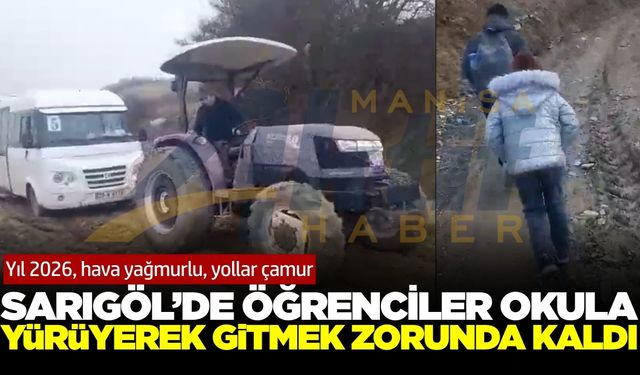 Sarıgöl'de okul servisi yolda kaldı: İmdadına traktör yetişti
