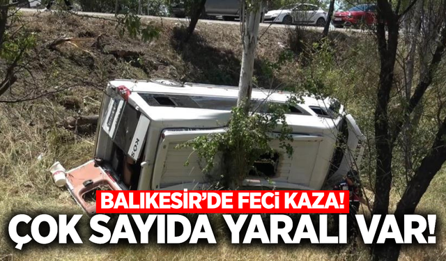 Balıkesir'de yolcu minibüsü ile otomobil çarpıştı: 14 yaralı