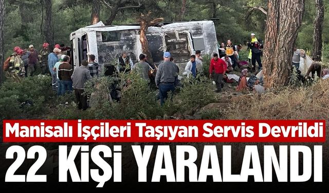 Manisa'dan İzmir'e işçi taşıyordu: Devrilen işçi servisinde çok sayıda yaralı var