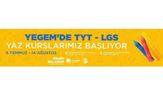 Yunusemre Belediyesi YEGEM Yaz Kursları Duyurusu