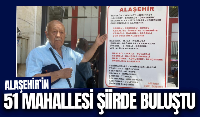 Emekli öğretmenin Alaşehir şiiri, belediye binasını süsledi