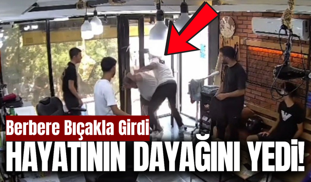 Bıçaklı saldırganı tek yumrukla yere serdi