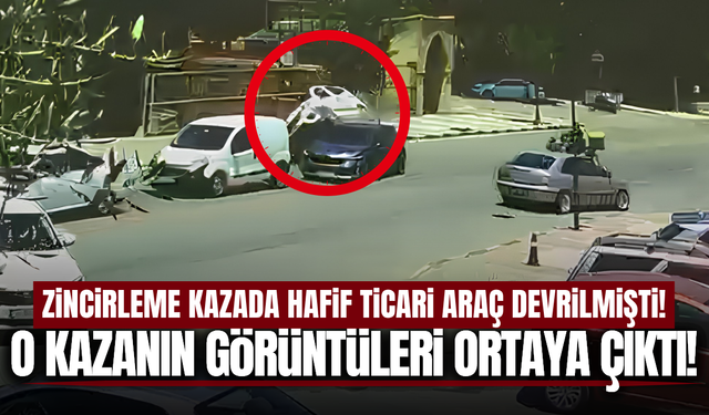 Manisa'da zincirleme kaza: Devrilen araçtan sağ çıktı!