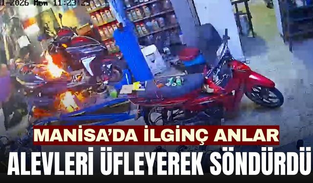 Manisa'daki tamirhanede şaşırtan görüntü: O anlar kamerada