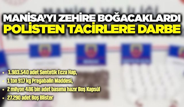 Manisa'da zehire geçit yok! Milyonlarca sentetik hap, 2 tona yakın ham madde