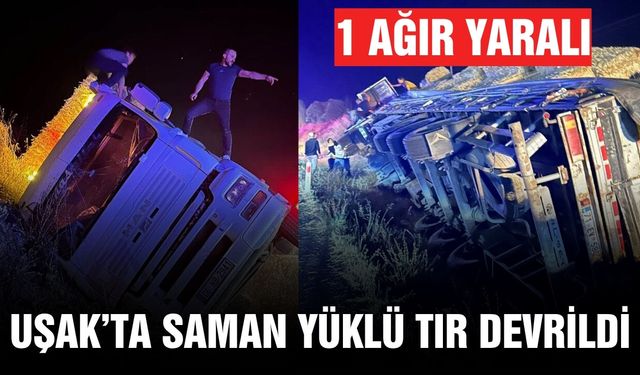 Ege'de saman yüklü tır devrildi