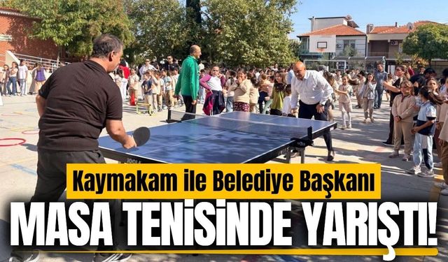 Gölmarmara'da Kaymakam ve Belediye Başkanı masa tenisinde yarıştı!