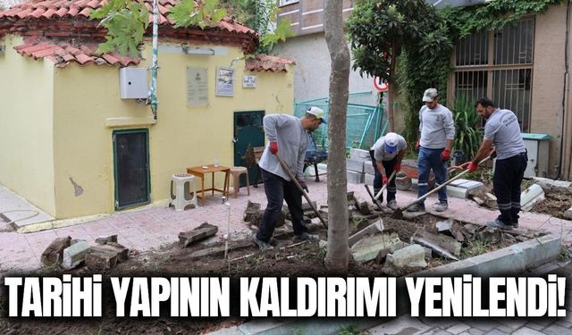 Tarihi Şeyh Ahmet Dede Türbesi’nin kaldırımı yenilendi!