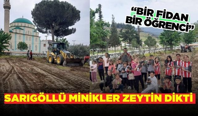 Sarıgöllü miniklerden zeytin dikimi
