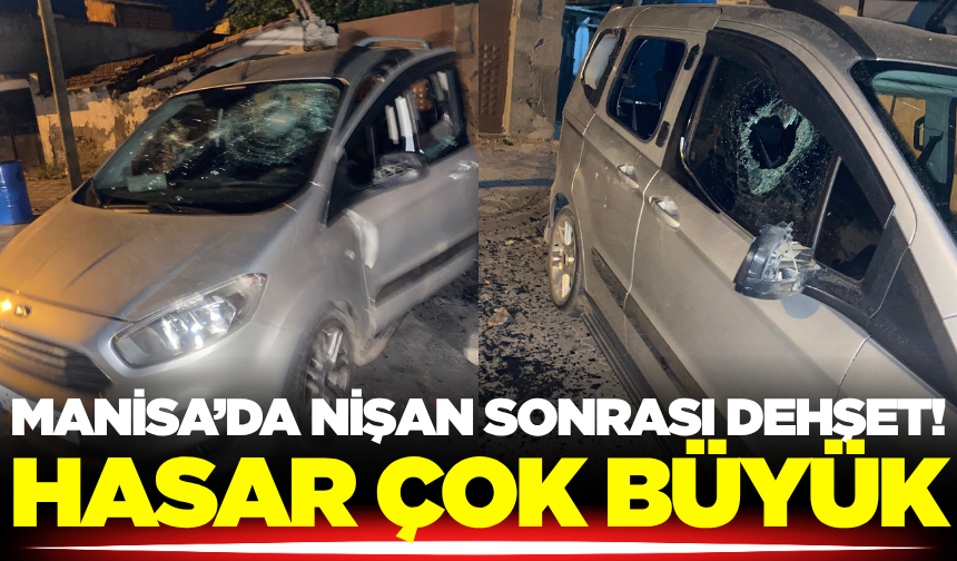 Manisa'da nişan sonrası kavga: Çok sayıda araç kurşunlandı
