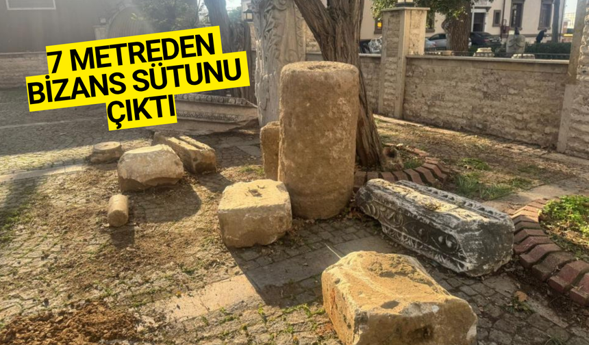 Erdek'te altyapıdan bin yıllık Bizans Sütunları çıktı!