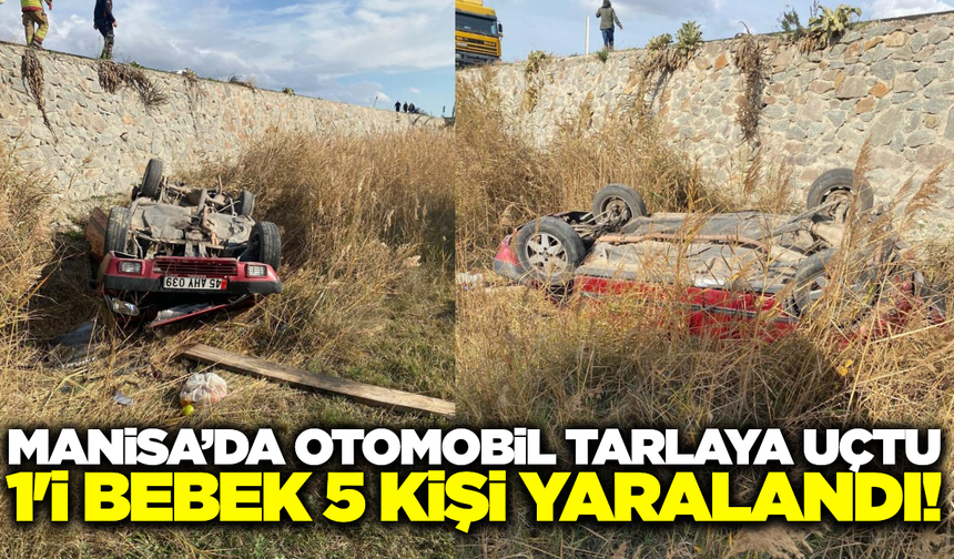 Manisa'da kontrolden çıkan otomobil tarlaya uçtu! 1’i bebek 5 yaralı