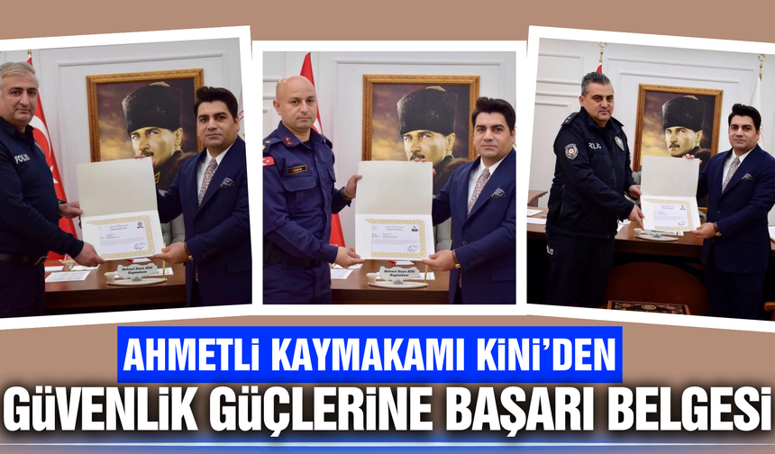 Ahmetli’de Başarılı Emniyet ve Jandarma Personeline Başarı Belgesi