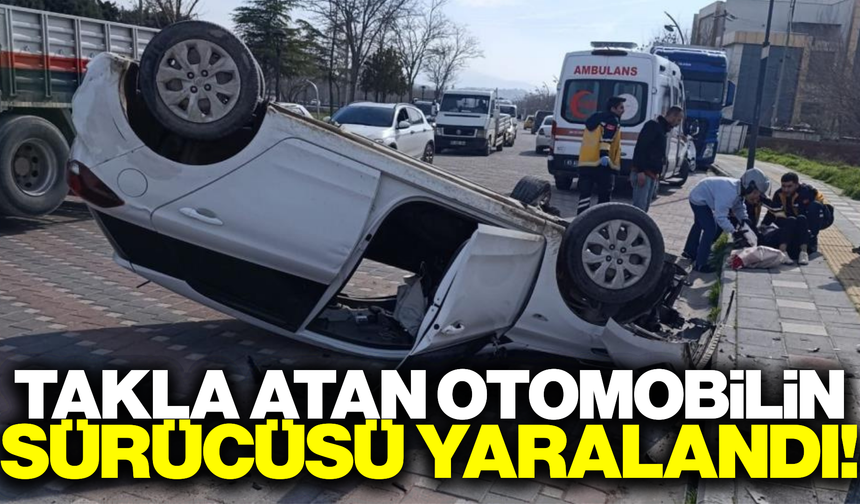 Manisa'da motosiklete çarpmamak için manevra yapan otomobil takla attı: 1 yaralı