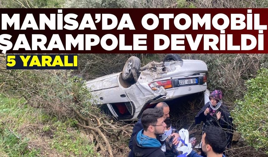Yunusemre'de otomobil şarampole devrildi: 5 yaralı