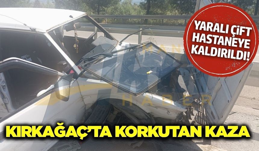 Kırkağaç'ta otomobil bariyerlere çarptı, 2 yaralı