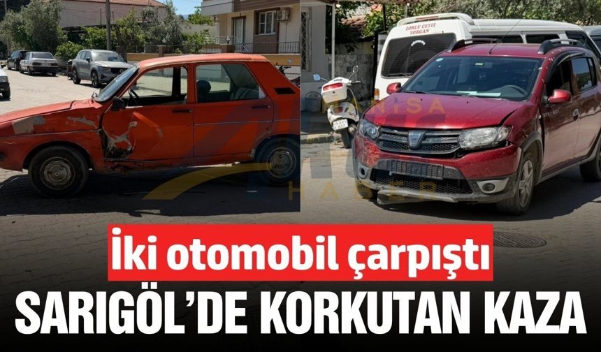 Sarıgöl'de iki otomobil çarpıştı!
