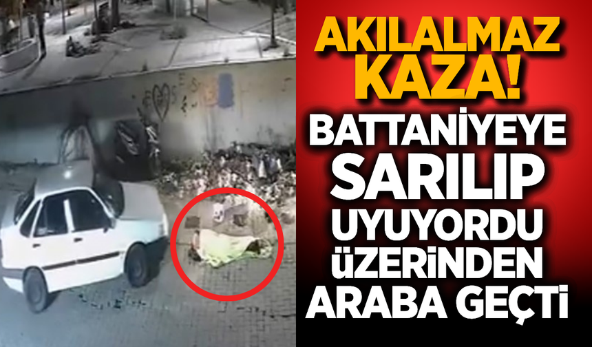 Kaldırımda Mucize Kurtuluş: Uyuyan Adamın Üzerinden Otomobil Geçti!