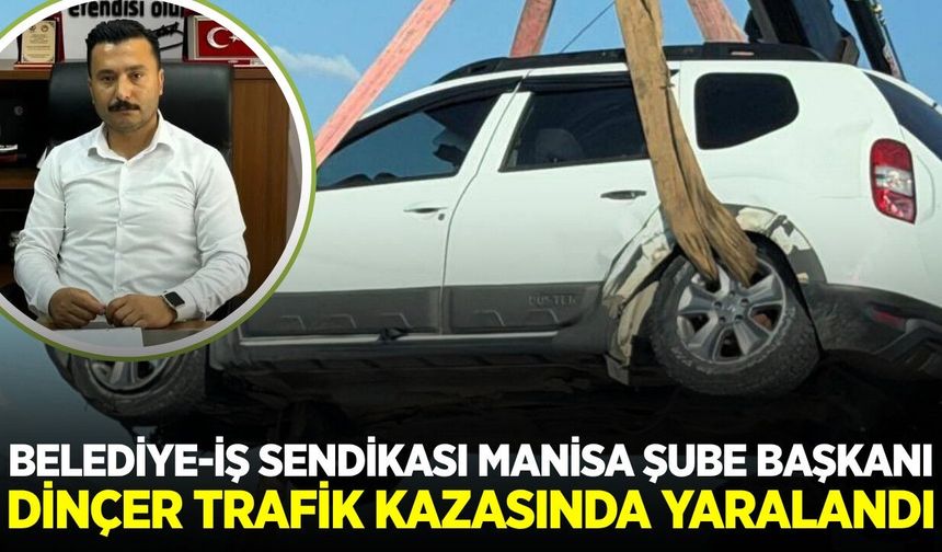 Manisa'da lastiği patlayan otomobil refüje çarptı: Sendika Başkanı Devrim Dinçer yaralandı