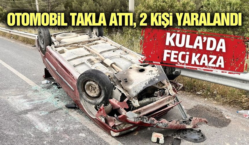 Kula’da kontrolden çıkan araç bariyere çarptı: 2 yaralı