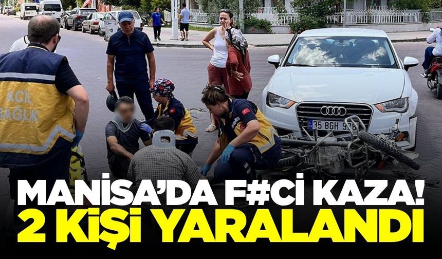 Kula'da otomobil ile motosikletin çarpıştığı kazada 2 kişi yaralandı