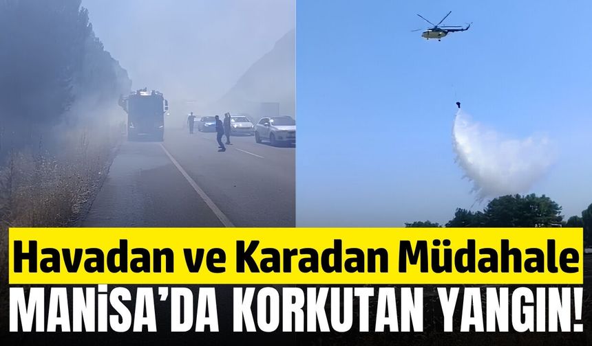 Manisa'da Korkutan Ot Yangını: Karayolunu Dumanlar Kapladı!
