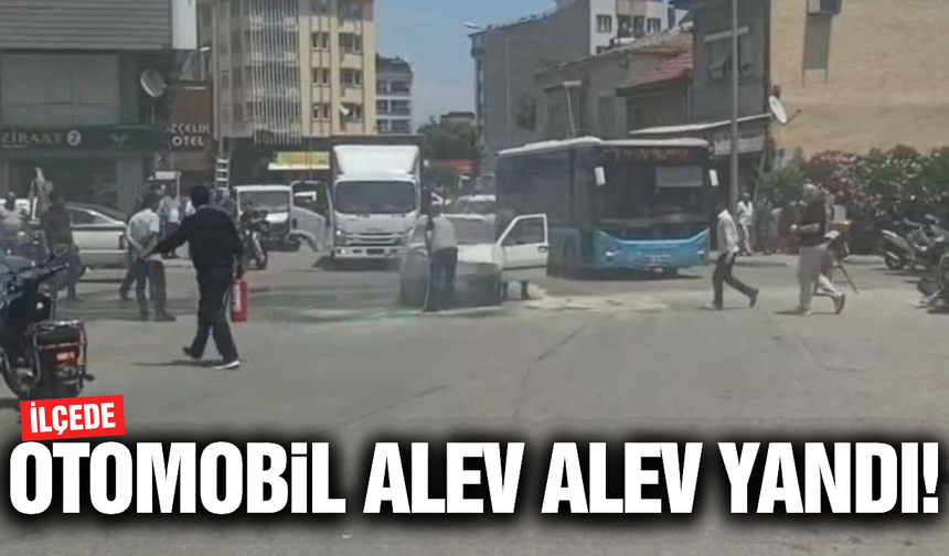 Salihli'de otomobil alevlere teslim oldu!
