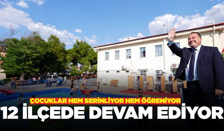 Manisa'da portatif yüzme havuzu projesi, 12 ilçede devam ediyor