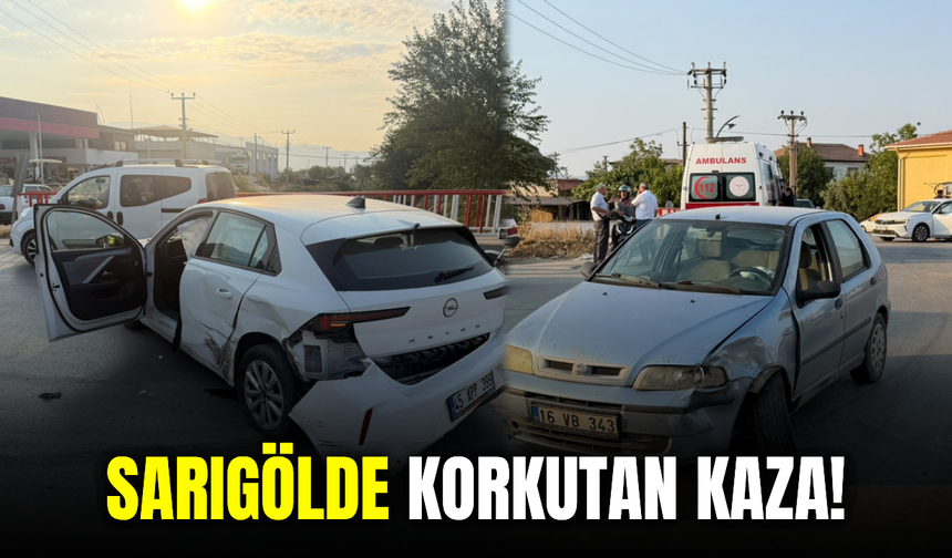 Sarıgöl'de iki otomobil çarpıştı