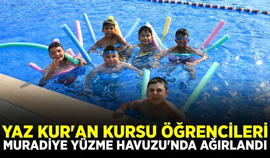 Manisa'da Kur'an Kursu öğrencileri havuzda serinledi