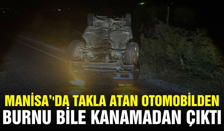 Alaşehir’de facianın eşiğinden dönüldü: Otomobil takla attı