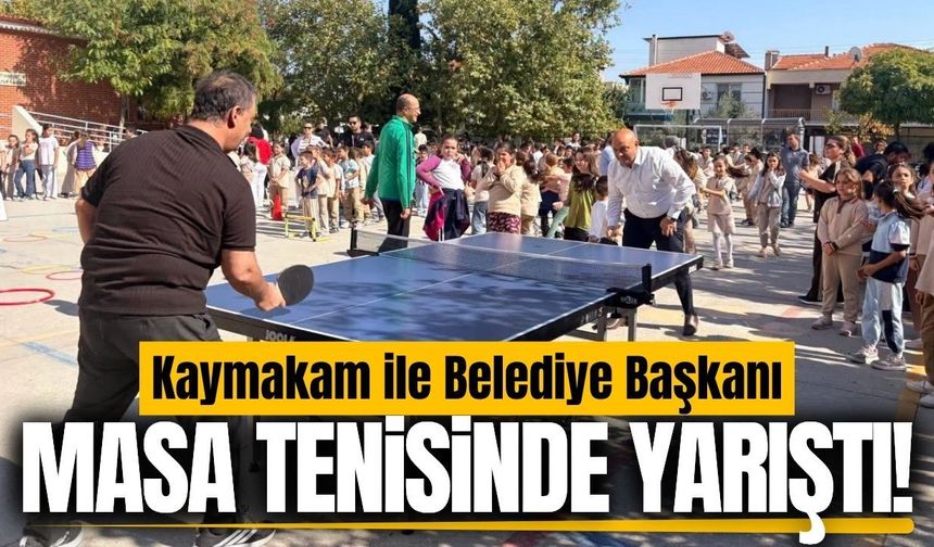 Gölmarmara'da Kaymakam ve Belediye Başkanı masa tenisinde yarıştı!