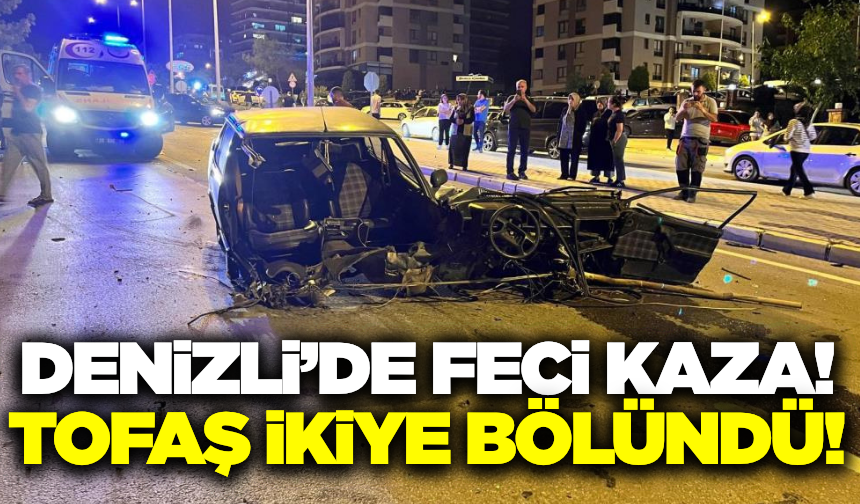 Denizli'de Tofaş'ın ikiye bölündüğü feci kazada 2 kişi yaralandı