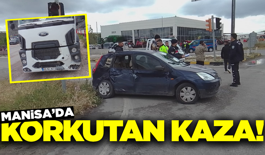 Kırkağaç'ta kamyon ile otomobil çarpıştı: 1 yaralı