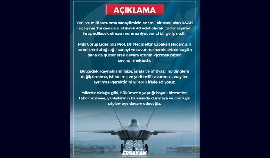 Fatih Erbakan'dan Dikkat Çeken Kaan Paylaşımı (1)