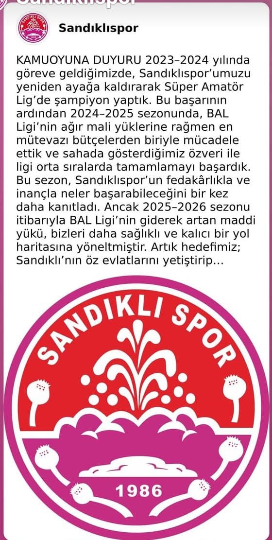 Sandıklıspor, Bal Ligine Katılmama Kararı Aldı (2)