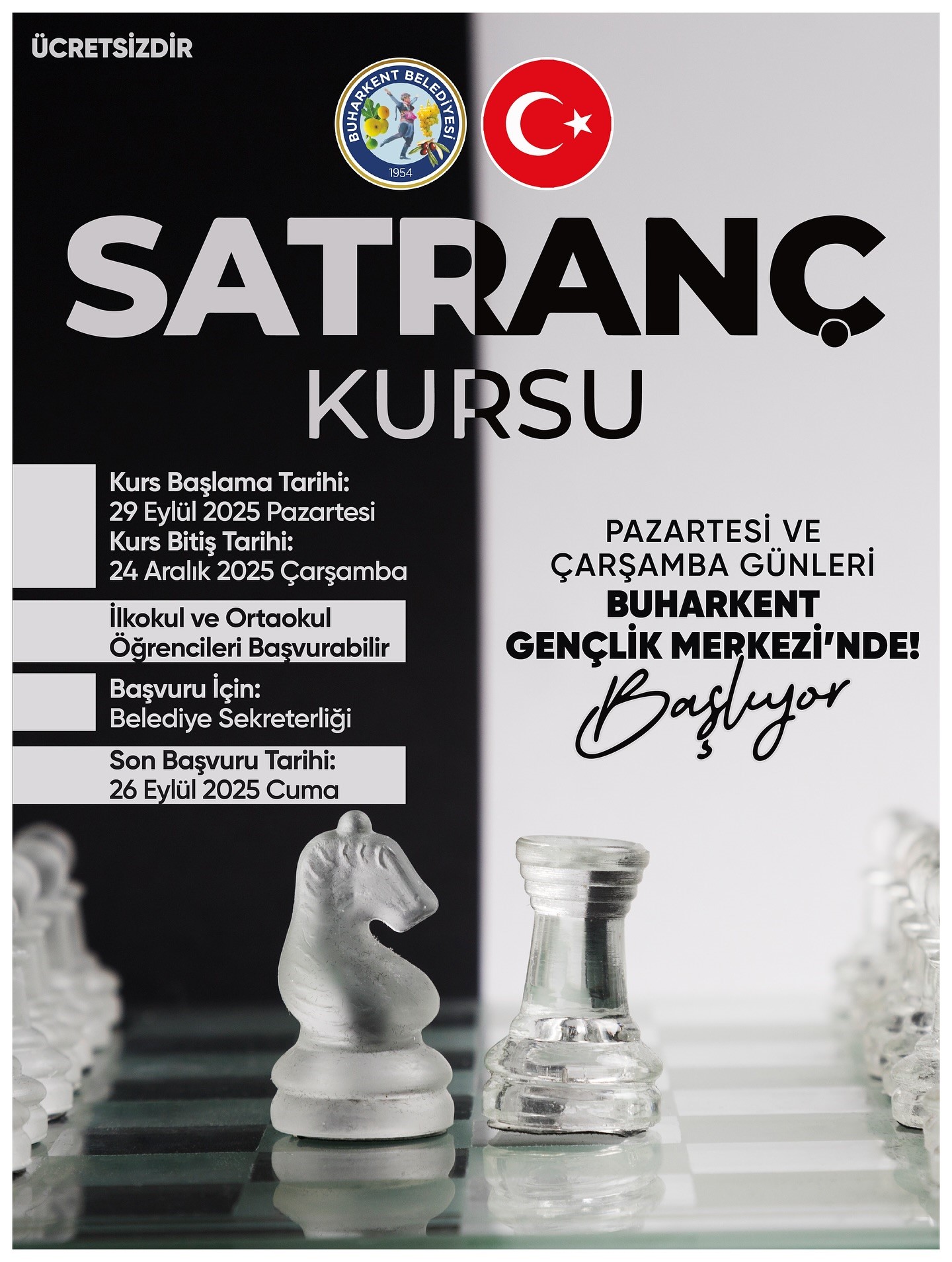 Buharkent Belediyesi Tarafından Ilkokul Ve Ortaokul Öğrencilerine Yönelik Ücretsiz Satranç Kursu Açılacak
