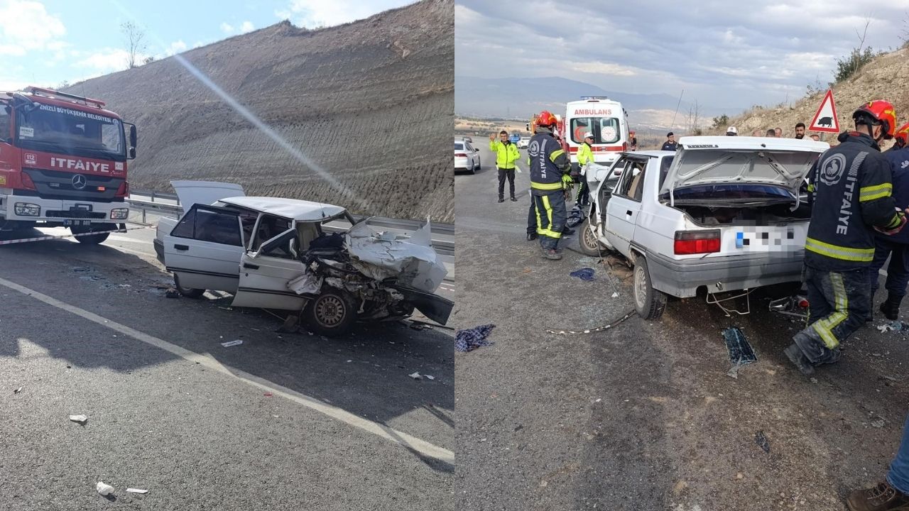 Denizli'de Otomobil Hurdaya Döndü! 1 Kişi Hayatını Kaybetti 1