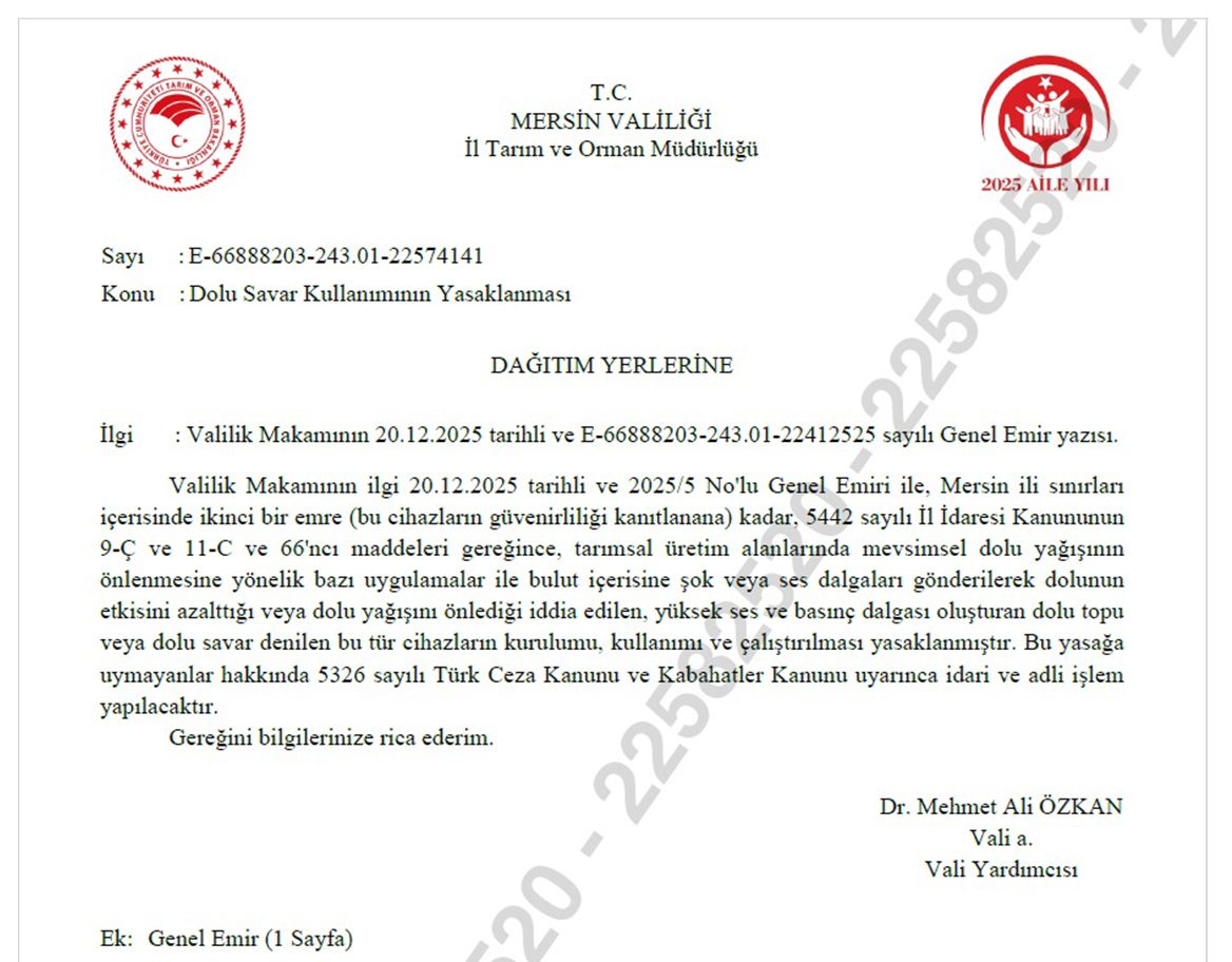 Mersin'de dolusavar kullanımı yasaklandı