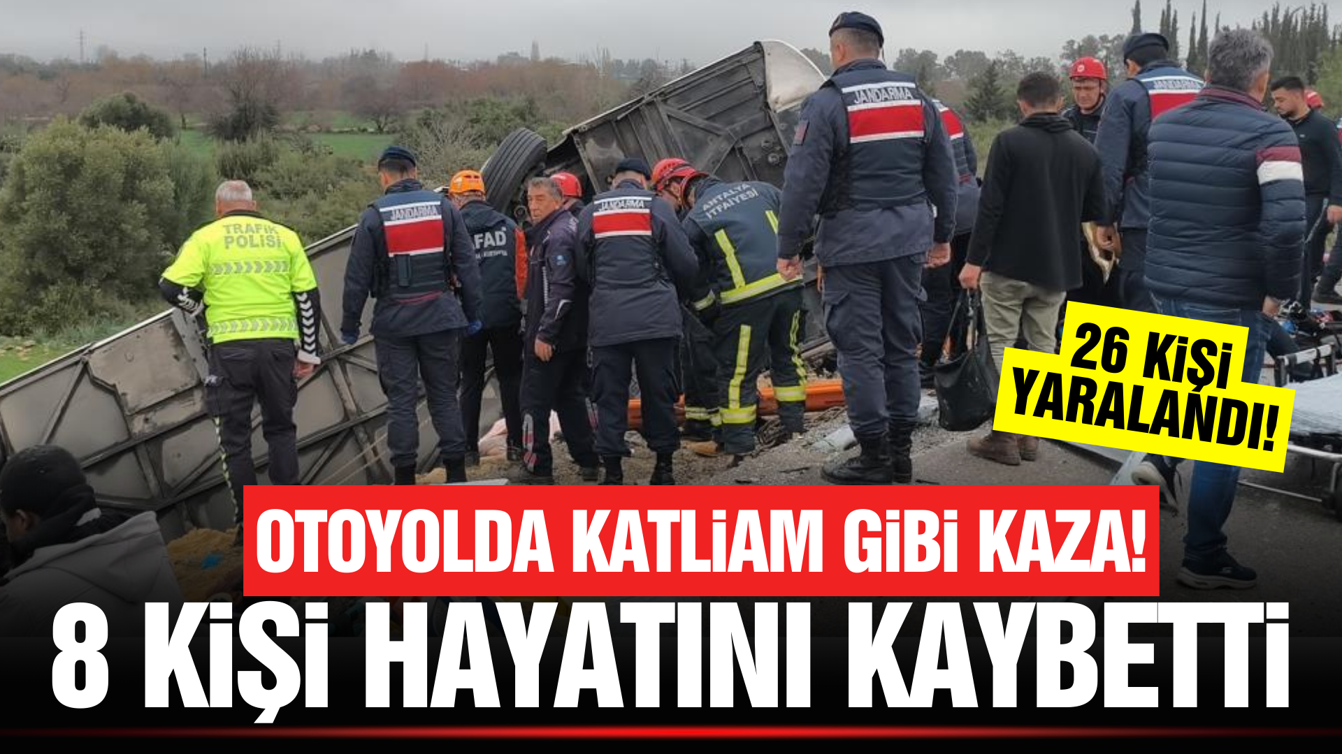 Antalya'da yolcu otobüsü şarampole devrildi!