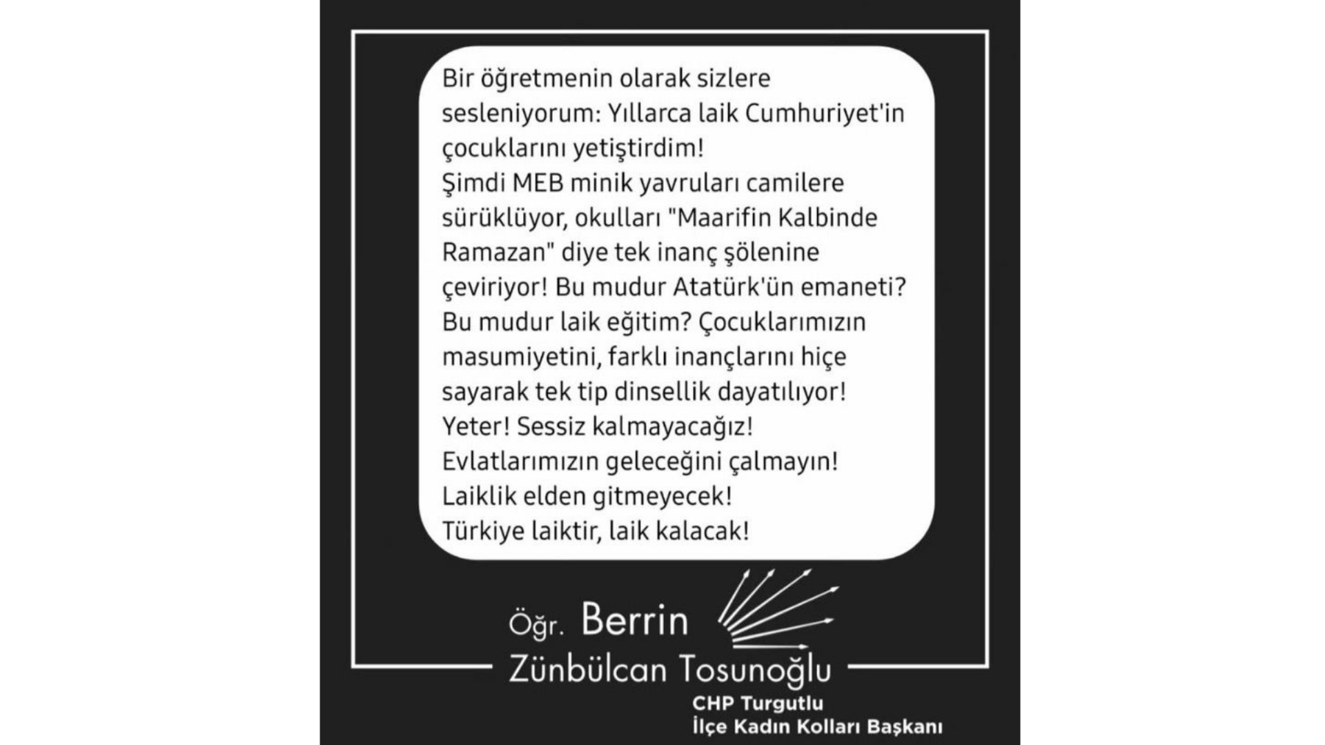 Chp’li Tosunoğlu’ndan Meb’e Laiklik Tepkisi! (1)